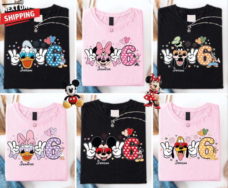 Disney Squad Matching Shirts 2026 - Personalized Mickey Minnie Donald Pluto Tees - Custom Names