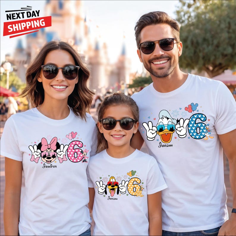 Disney Squad Matching Shirts 2026 - Personalized Mickey Minnie Donald Pluto Tees - Custom Names
