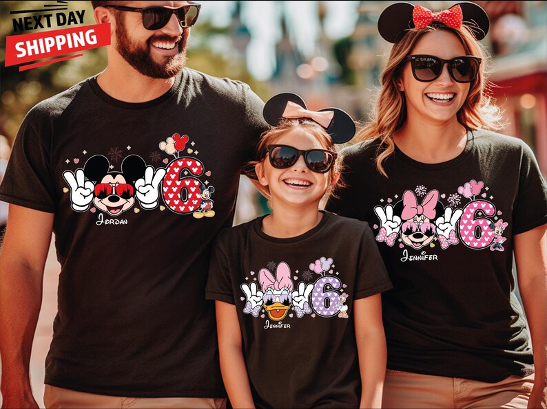 Disney Squad Matching Shirts 2026 - Personalized Mickey Minnie Donald Pluto Tees - Custom Names
