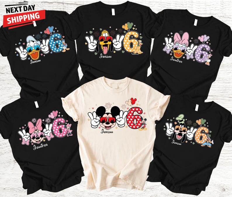 Disney Squad Matching Shirts 2026 - Personalized Mickey Minnie Donald Pluto Tees - Custom Names