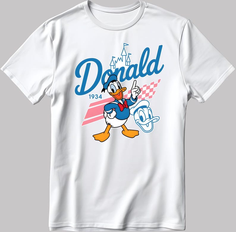 Disney Donald Duck Short Sleeve White-Black Men / Women T Shirt YZ136