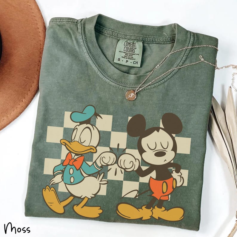 Vintage Checkered Mickey Donald Duck Shirt Retro Disney Friends Shirt Funny Mickey Donald Tee Magic Kingdom Disneyland Trip Shirt