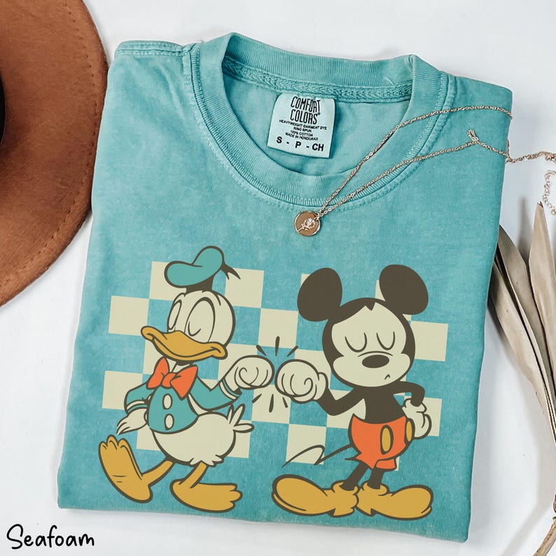 Vintage Checkered Mickey Donald Duck Shirt Retro Disney Friends Shirt Funny Mickey Donald Tee Magic Kingdom Disneyland Trip Shirt