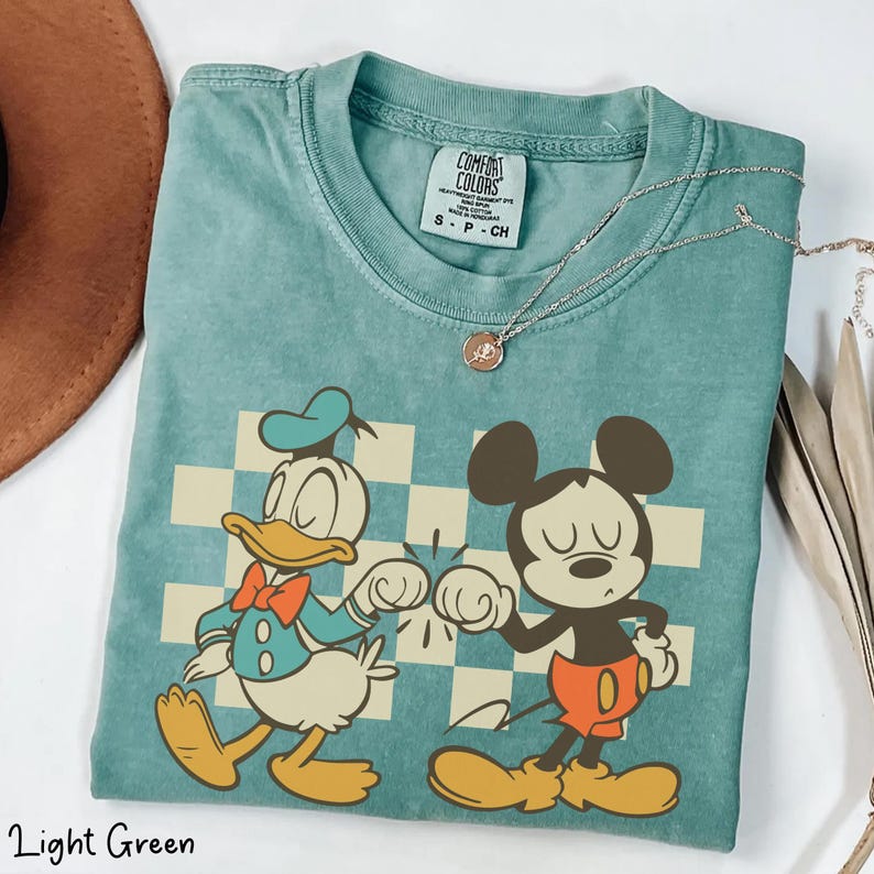Vintage Checkered Mickey Donald Duck Shirt Retro Disney Friends Shirt Funny Mickey Donald Tee Magic Kingdom Disneyland Trip Shirt