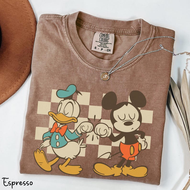 Vintage Checkered Mickey Donald Duck Shirt Retro Disney Friends Shirt Funny Mickey Donald Tee Magic Kingdom Disneyland Trip Shirt