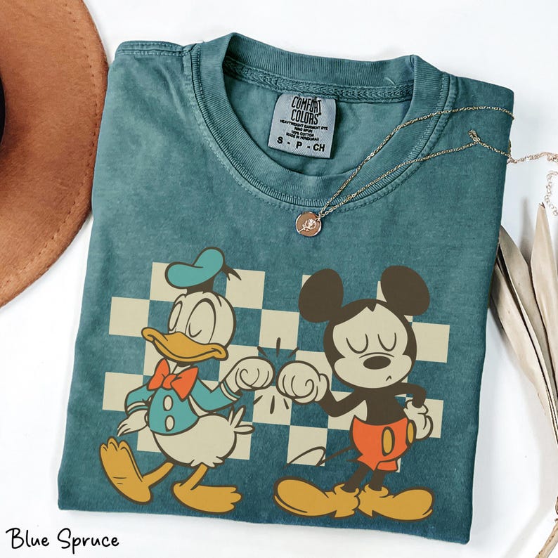 Vintage Checkered Mickey Donald Duck Shirt Retro Disney Friends Shirt Funny Mickey Donald Tee Magic Kingdom Disneyland Trip Shirt