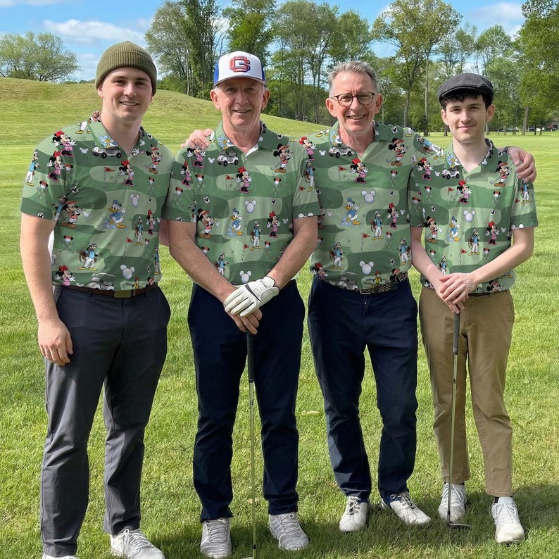 Disney Mickey and Friends Golf Polo Shirt, Mickey Minnie Donald Goofy Golf Shirt, Cartoon Disney Golfer Polo, Funny Golf Pattern Shirt
