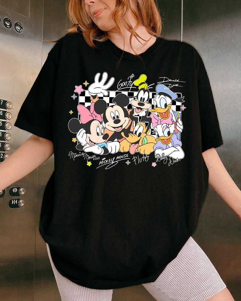 Mickey and Friends Signatures Shirt, Mickey Mouse Clubhouse, Disney Family Shirts, Minnie Daisy Donald Pluto Goofy