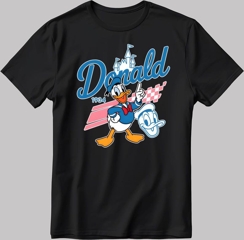 Disney Donald Duck Short Sleeve White-Black Men / Women T Shirt YZ136