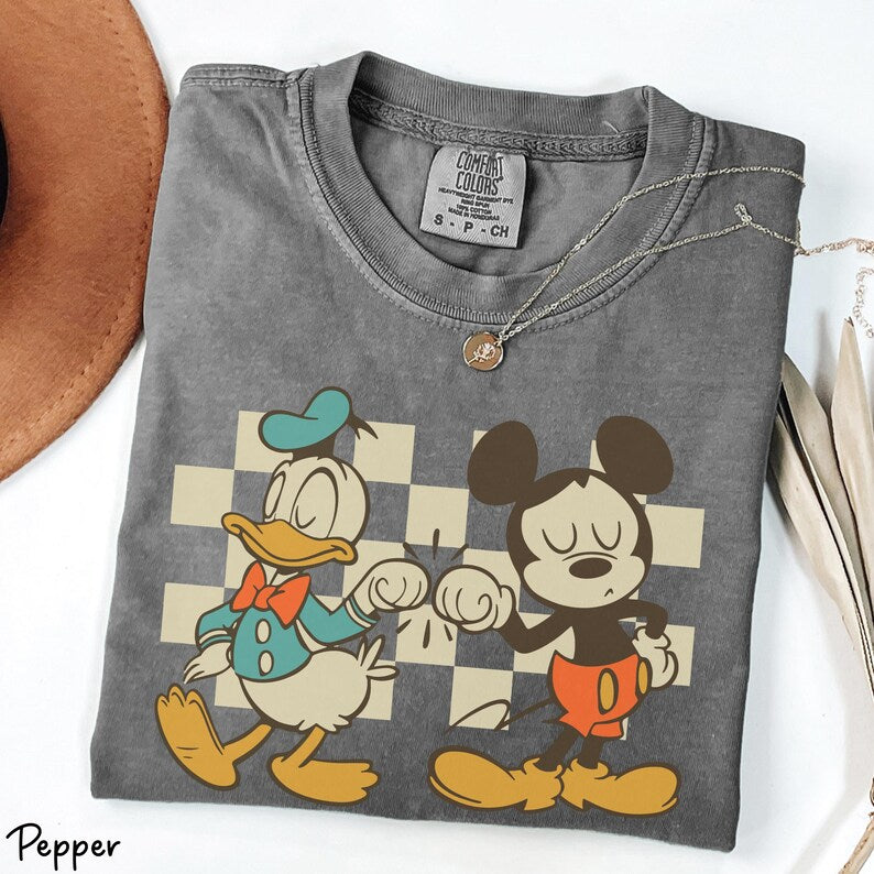 Vintage Checkered Mickey Donald Duck Shirt Retro Disney Friends Shirt Funny Mickey Donald Tee Magic Kingdom Disneyland Trip Shirt