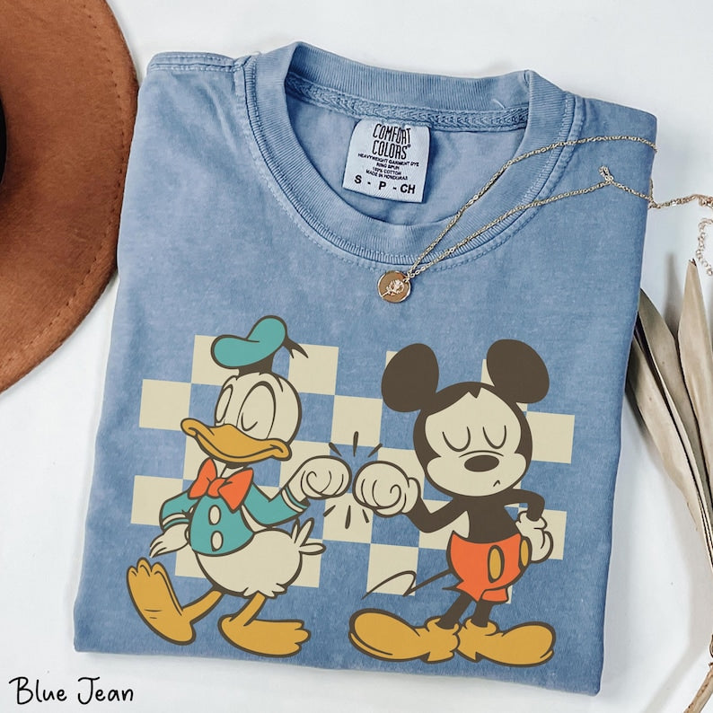 Vintage Checkered Mickey Donald Duck Shirt Retro Disney Friends Shirt Funny Mickey Donald Tee Magic Kingdom Disneyland Trip Shirt