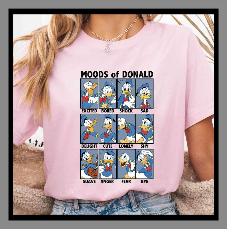 Moods Of Donald Disney Duck | Unisex Tee Hoodie Sweatshirt Romper |Premium DTF Print |Retro Vintage Aesthetic |Gift| TE348