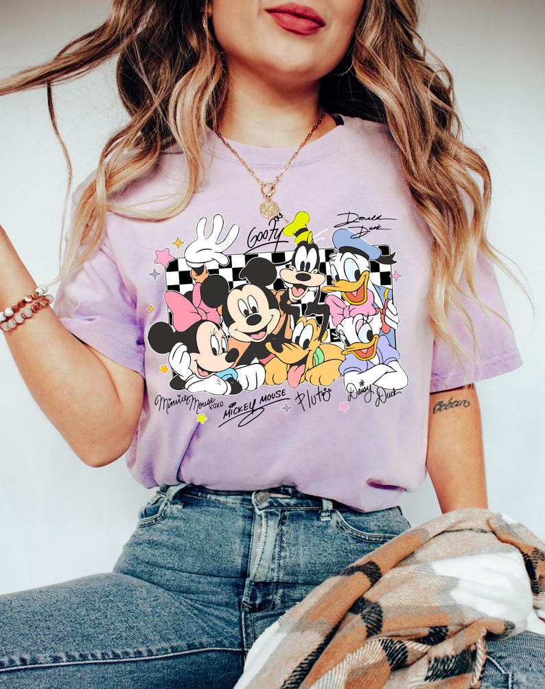 Mickey and Friends Signatures Shirt, Mickey Mouse Clubhouse, Disney Family Shirts, Minnie Daisy Donald Pluto Goofy