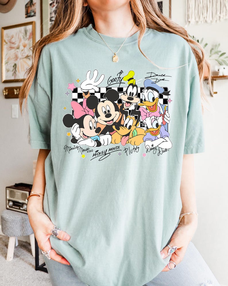 Mickey and Friends Signatures Shirt, Mickey Mouse Clubhouse, Disney Family Shirts, Minnie Daisy Donald Pluto Goofy