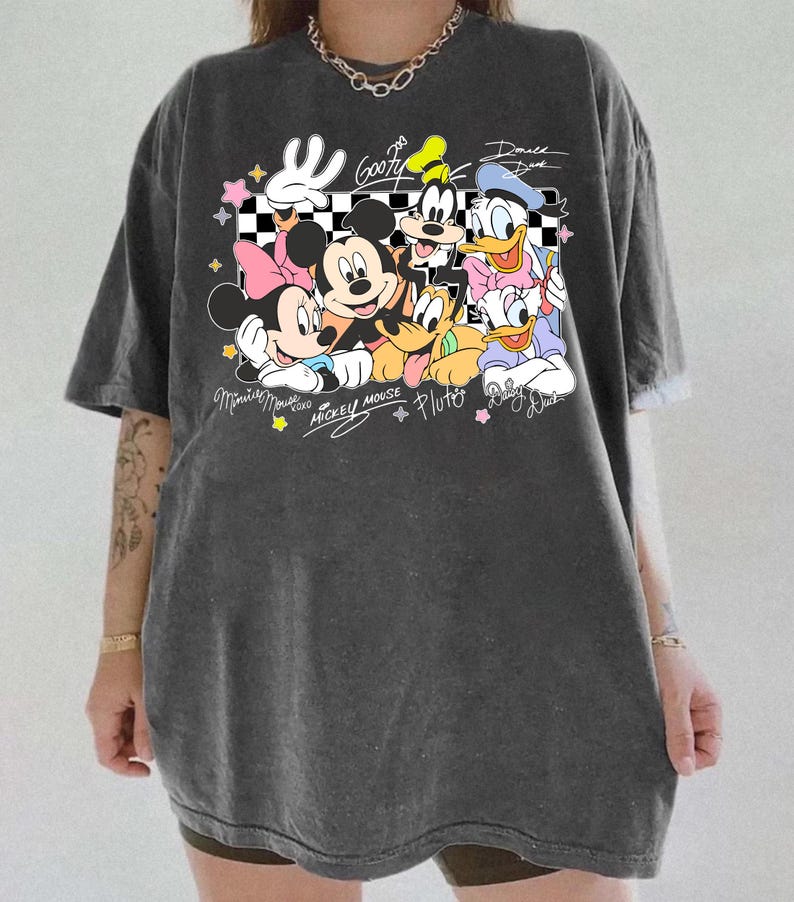 Mickey and Friends Signatures Shirt, Mickey Mouse Clubhouse, Disney Family Shirts, Minnie Daisy Donald Pluto Goofy