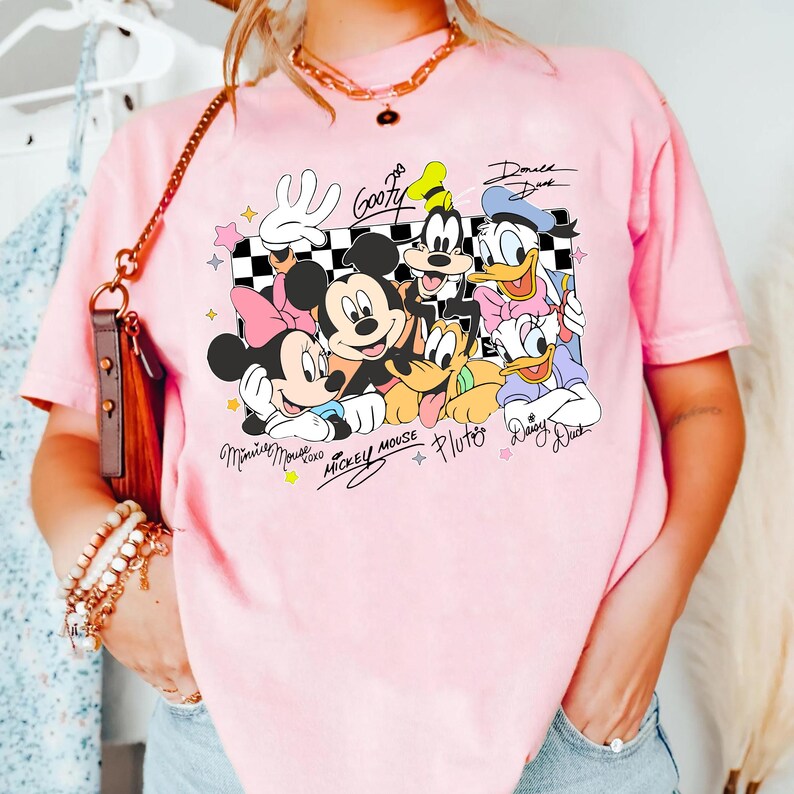 Mickey and Friends Signatures Shirt, Mickey Mouse Clubhouse, Disney Family Shirts, Minnie Daisy Donald Pluto Goofy