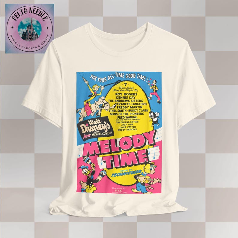 Walt Disneys Melody Time Donald Duck Retro Poster T-Shirt | Neon Vintage