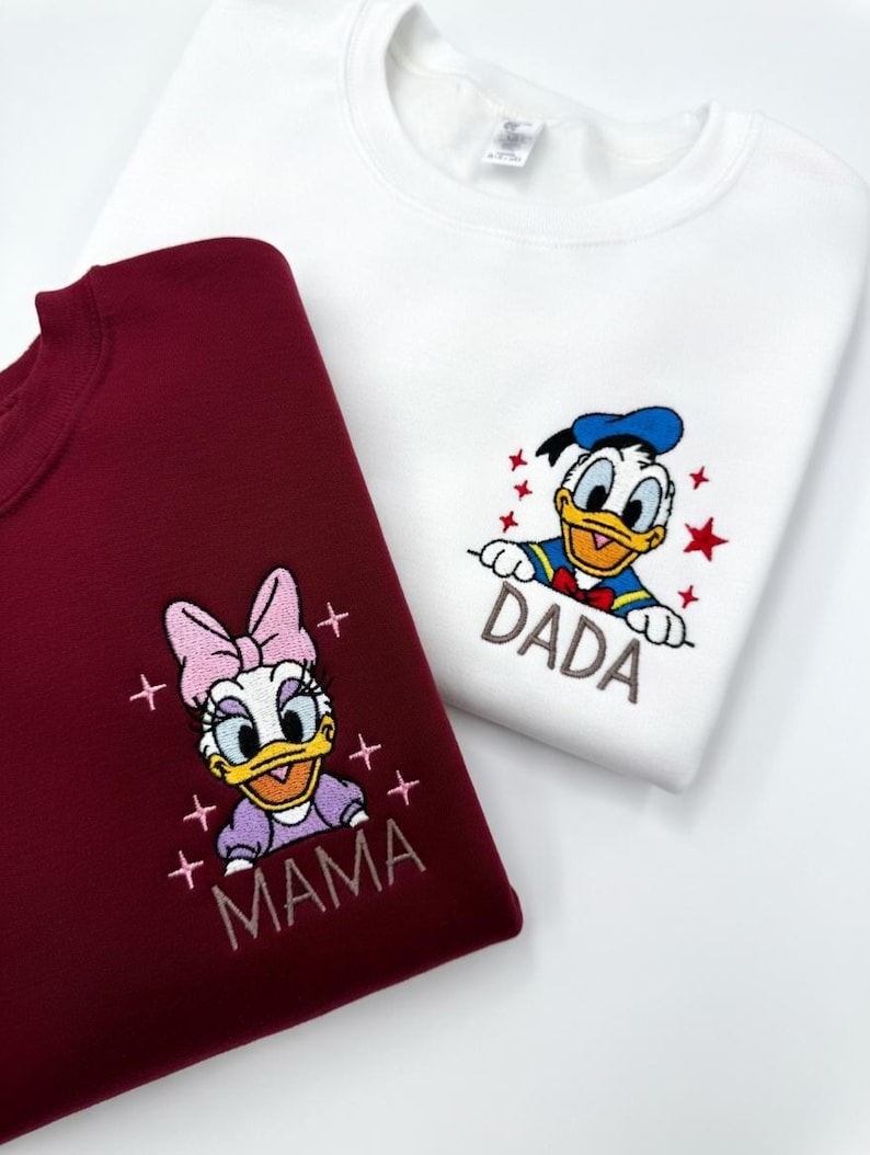 Embroidered Daisy Mama Donald Dad Sweatshirt, Disney Donald Daisy Shirts, Mom and Dad Matching Shirts, Disneyland Family Trip T-Shirt