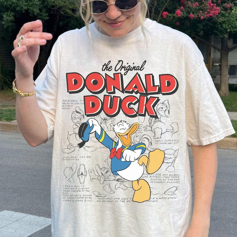 Vintage Disney Donald Duck Sketch Shirt, Disney Family Tee, Disneyland Shirt, Donald Duck Shirts, Disney Vacation Shirt, Disney World Shirt