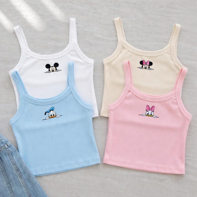 Embroidered Mickey and Friends Strap Tank Top, Custom Disney Outfit, Disney Trip Shirt, Summer Park Outfit 2026