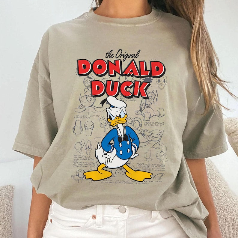 Vintage Disney Donald Duck Sketch Shirt, Disney Family Tee, Disneyland Shirt, Donald Duck Shirts, Disney Vacation Shirt, Disney World Shirt