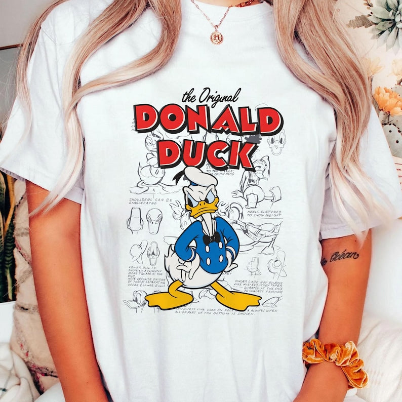 Vintage Disney Donald Duck Sketch Shirt, Disney Family Tee, Disneyland Shirt, Donald Duck Shirts, Disney Vacation Shirt, Disney World Shirt