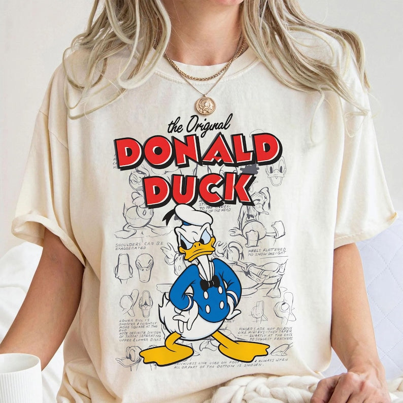 Vintage Disney Donald Duck Sketch Shirt, Disney Family Tee, Disneyland Shirt, Donald Duck Shirts, Disney Vacation Shirt, Disney World Shirt