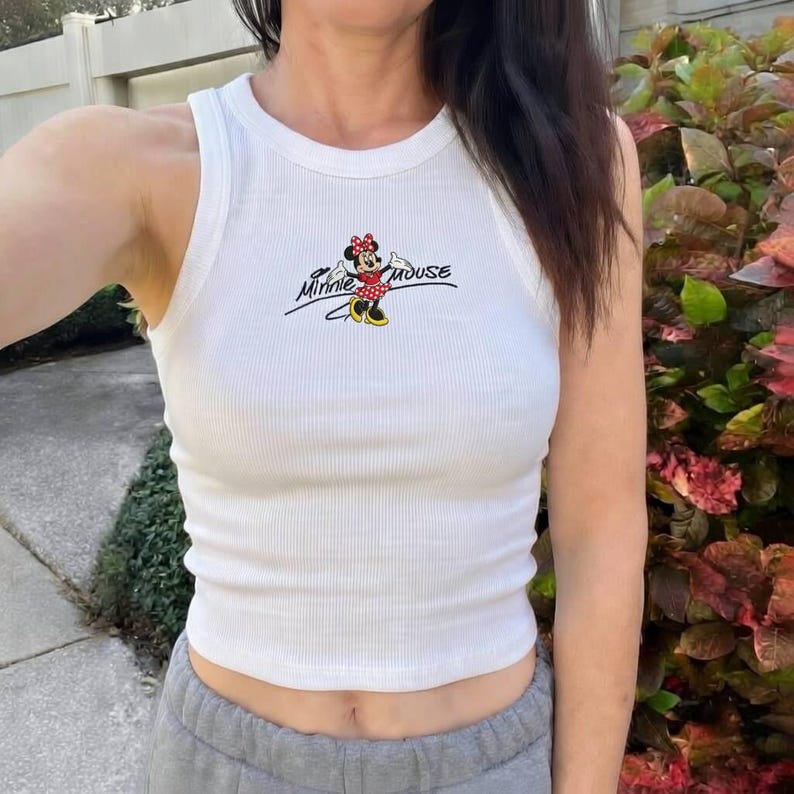 Cute Disney Tank Top Ribbed Crop Top Mickey Minnie Donald Daisy Shirt Women Summer Graphic Tee Vintage Cartoon Y2K Top