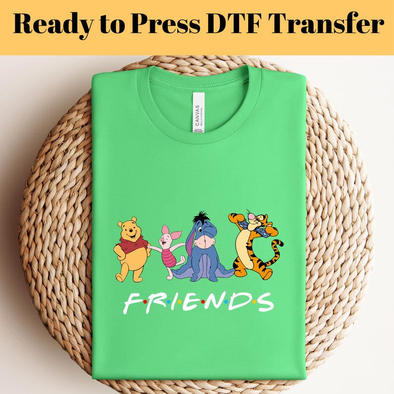 Winnie Pooh Friends DTF Transfer, Winnie The Pooh Ready To Press, Pooh And Friends Heat Transfer, Piglet Eeyore Tigger DTF, Disney Trip DTF