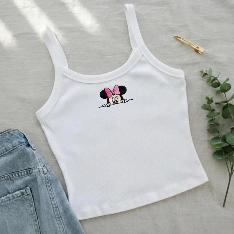 Embroidered Mickey and Friends Strap Tank Top, Custom Disney Outfit, Disney Trip Shirt, Summer Park Outfit 2026