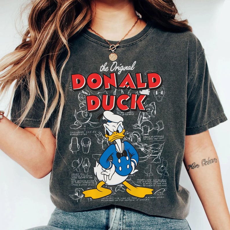 Vintage Disney Donald Duck Sketch Shirt, Disney Family Tee, Disneyland Shirt, Donald Duck Shirts, Disney Vacation Shirt, Disney World Shirt