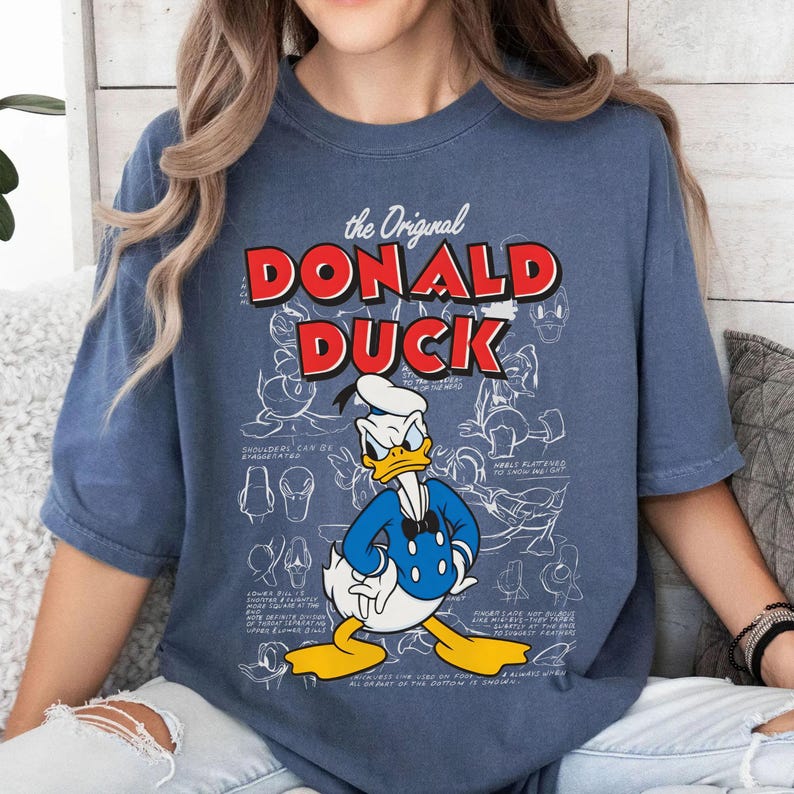 Vintage Disney Donald Duck Sketch Shirt, Disney Family Tee, Disneyland Shirt, Donald Duck Shirts, Disney Vacation Shirt, Disney World Shirt
