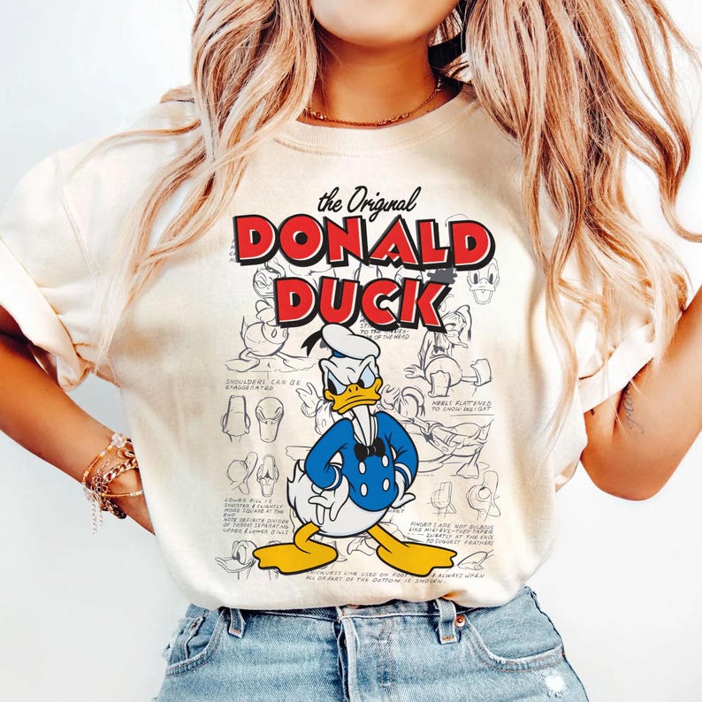 Vintage Disney Donald Duck Sketch Shirt, Disney Family Tee, Disneyland Shirt, Donald Duck Shirts, Disney Vacation Shirt, Disney World Shirt