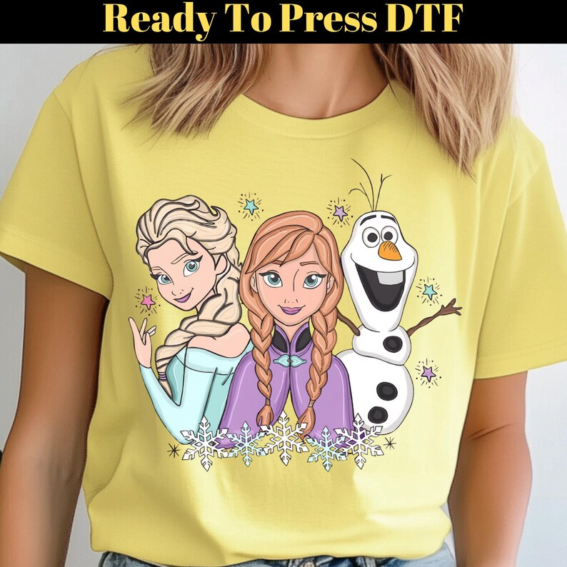 Princess Elsa And Anna DTF Transfer, Disney Frozen Ready To Press, Disney Olaf Transfer, Disney Princess DTF, Disneyland Family Trip DTF