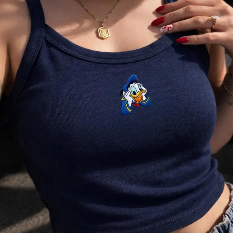 Disney Embroidered Tank Top, Mickey Minnie Daisy Donald Goofy Spaghetti Strap , Cute Summer Outfit, Soft Fabric, Trendy 2026