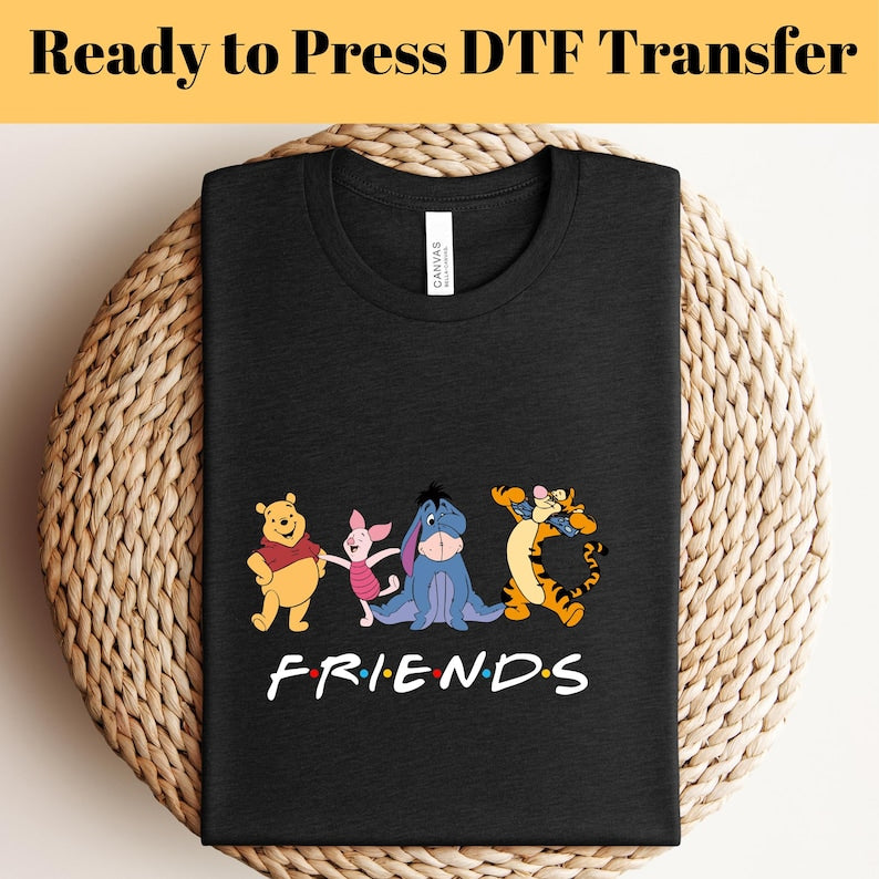 Winnie Pooh Friends DTF Transfer, Winnie The Pooh Ready To Press, Pooh And Friends Heat Transfer, Piglet Eeyore Tigger DTF, Disney Trip DTF