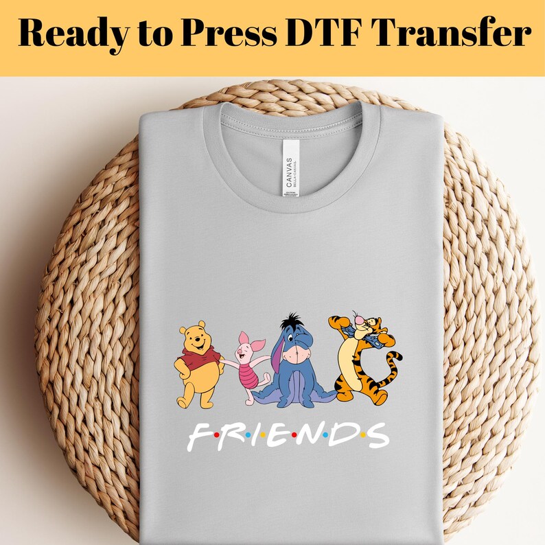 Winnie Pooh Friends DTF Transfer, Winnie The Pooh Ready To Press, Pooh And Friends Heat Transfer, Piglet Eeyore Tigger DTF, Disney Trip DTF
