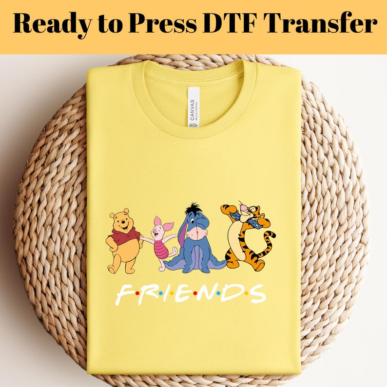 Winnie Pooh Friends DTF Transfer, Winnie The Pooh Ready To Press, Pooh And Friends Heat Transfer, Piglet Eeyore Tigger DTF, Disney Trip DTF