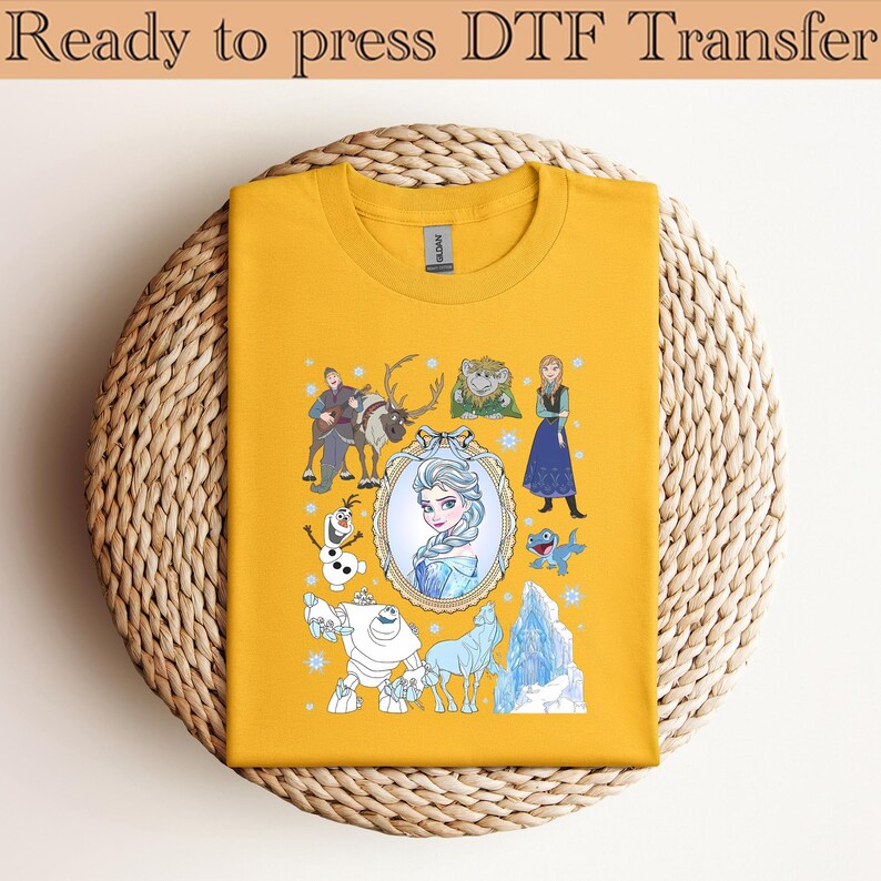 Disney Frozen Elsa and Anna Coquette Bow DTF Transfer, Olaf Sven Kristoff DTF, Winter Princess Shirt, Snowflake Castle DTF, Ready to Press