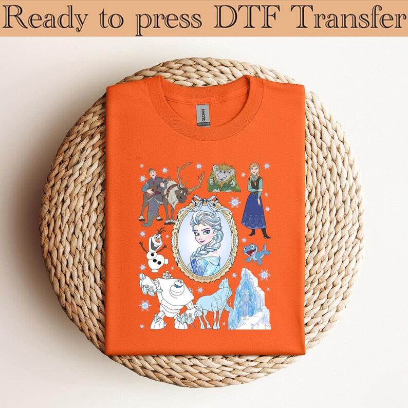 Disney Frozen Elsa and Anna Coquette Bow DTF Transfer, Olaf Sven Kristoff DTF, Winter Princess Shirt, Snowflake Castle DTF, Ready to Press