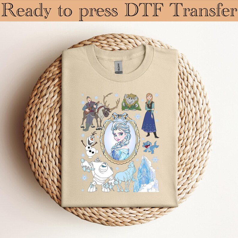 Disney Frozen Elsa and Anna Coquette Bow DTF Transfer, Olaf Sven Kristoff DTF, Winter Princess Shirt, Snowflake Castle DTF, Ready to Press