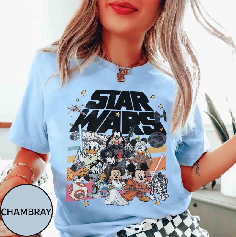 Retro Star Wars Disney Shirt, Mickey Han Solo T-Shirt, Goofy Stormtrooper, Donald Duck Jedi
