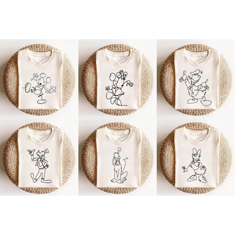 Disney Family Matching Line Art Shirts, Mickey Minnie product image 1