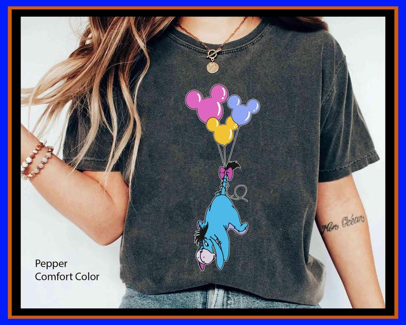 Retro Eeyore With Mickey Balloons Winnie The Pooh Shirt Family Trip Magic Kingdom Gift | Unisex Adult Kid Cotton T-Shirt Hoodie Gift GU736