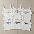 Disney Character Tank Top, Embroidered Cartoon Tank, Mickey Minnie Donald Daisy Ribbed Crop Top, Mickey And Friend Tank, Disney Summer Tee