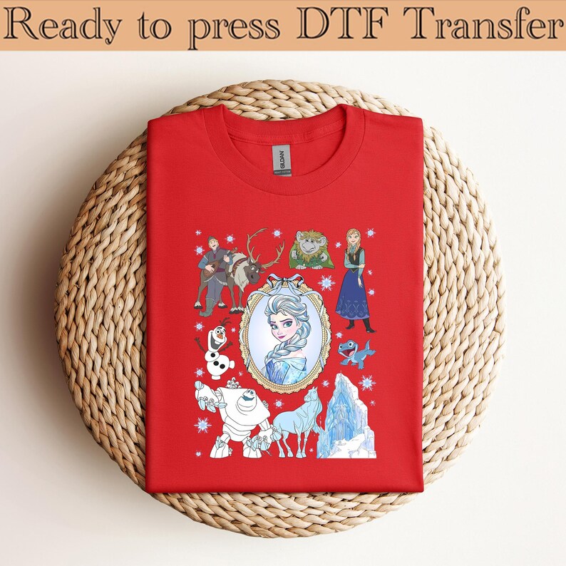 Disney Frozen Elsa and Anna Coquette Bow DTF Transfer, Olaf Sven Kristoff DTF, Winter Princess Shirt, Snowflake Castle DTF, Ready to Press
