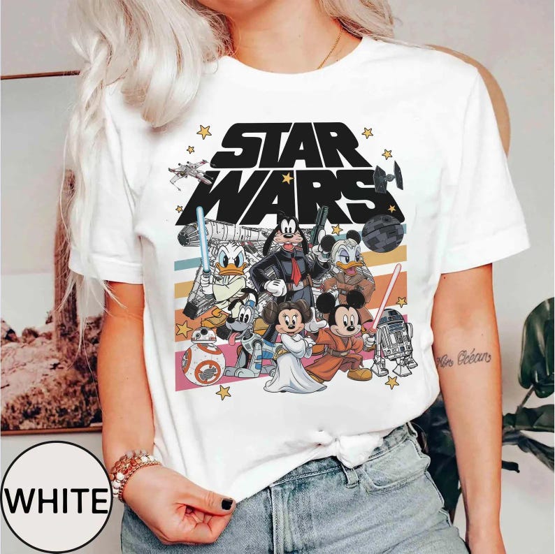 Retro Star Wars Disney Shirt, Mickey Han Solo T-Shirt, Goofy Stormtrooper, Donald Duck Jedi
