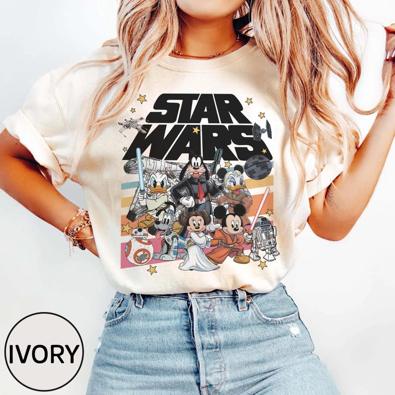Retro Star Wars Disney Shirt, Mickey Han Solo T-Shirt, Goofy Stormtrooper, Donald Duck Jedi