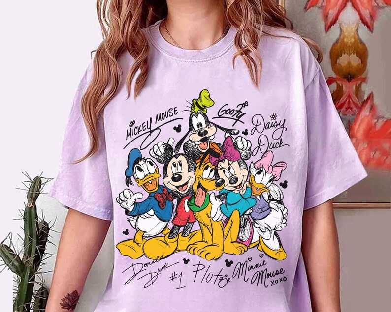 Disney Mickey And Friends Pencil Signature Shirt, Mickey And Friends Shirts, Walt Disneyworld Tee, Disney 2026 Trip Disney Vacation Tee