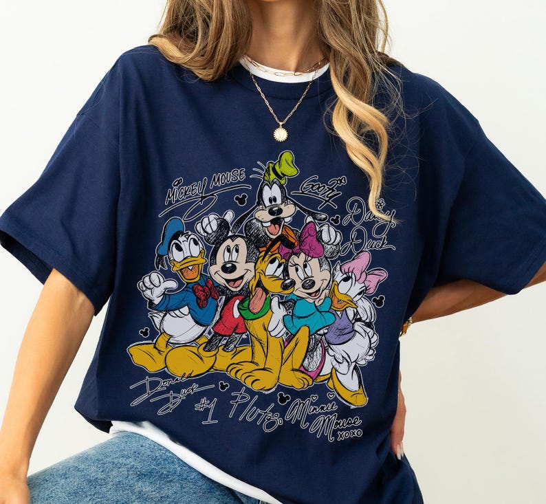 Disney Mickey And Friends Pencil Signature Shirt, Mickey And Friends Shirts, Walt Disneyworld Tee, Disney 2026 Trip Disney Vacation Tee